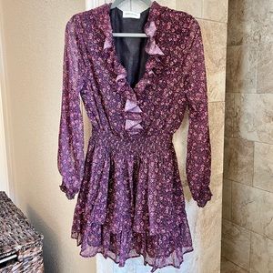 Floral Print V-Neck Mini Dress